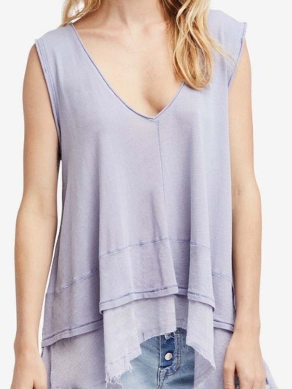 We The Free Lavender Peachy Tee Layered Tank